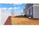 View of the fenced backyard on a sunny day with minimal tree coverage at 20801 Randolph Pl, Denver, CO 80249