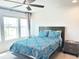 Bright bedroom showcases a ceiling fan, two large windows, and matching bedside tables flanking the bed at 19221 E 65Th Ave, Denver, CO 80249