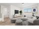 Stylish living room with modern decor, large windows, and comfortable seating at 19060 E 54Th Pl, Denver, CO 80249