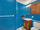 Bathroom featuring a vanity with a sink, cabinet, mirror, and toilet at 7737 S Dover St, Littleton, CO 80128