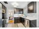 Updated kitchen with white countertops, dark cabinetry, and stainless steel appliances at 1060 S Harrison St, Denver, CO 80209