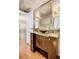 Elegant bathroom with a modern vanity and vessel sink at 1800 Lawrence St # 505, Denver, CO 80202