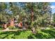 Charming exterior facade of home, featuring mature trees, brick accents and lush lawn at 11704 Elk Head Range Rd, Littleton, CO 80127