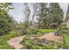 Landscaped backyard with a patio area surrounded by lush greenery and mature trees at 5370 S Sherman St, Littleton, CO 80121