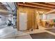 Unfinished basement with visible ceiling and walls awaiting customization at 9592 Keystone Trl, Parker, CO 80134