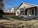Backyard features a covered patio with green grass and a privacy fence at 9668 Salem Ct, Highlands Ranch, CO 80130
