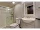 Updated bathroom with a walk-in shower and modern vanity at 10395 Red Mountain E, Littleton, CO 80127
