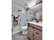 Charming bathroom with updated vanity, modern fixtures, and decorative western accents at 17478 E Rice Cir # D, Aurora, CO 80015