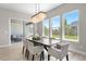 Bright dining room featuring a modern chandelier, large windows, and access to a covered patio at 9340 Mount Jackson St, Littleton, CO 80125
