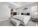 Comfortable main bedroom featuring neutral décor, plush bedding, and en-suite bathroom access at 9340 Mount Jackson St, Littleton, CO 80125