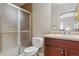 Basement bathroom with shower and vanity at 7260 Fallon Cir, Castle Rock, CO 80104
