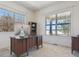 Home office with large desk and window overlooking backyard at 7260 Fallon Cir, Castle Rock, CO 80104
