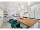 Modern kitchen with light green cabinets, wood countertops, and stainless steel appliances at 190 W 1St Ave, Broomfield, CO 80020