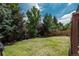 Backyard featuring lush green grass and well-maintained landscaping at 14170 W Warren Dr, Lakewood, CO 80228