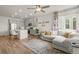 Open-concept living space features a kitchen island, seating, and a comfortable living area at 12580 Boggs St, Parker, CO 80134