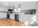 Modern kitchen with white cabinetry, stainless steel appliances, and ample counter space at 6368 S Emporia Cir, Englewood, CO 80111