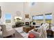 Inviting living room features a fireplace, large windows with views, and comfortable seating at 3128 Bivouac Pt, Castle Rock, CO 80108