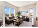 Cozy living room with ample natural light, comfortable seating, and stylish decor at 3128 Bivouac Pt, Castle Rock, CO 80108
