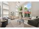 Bright living room featuring large windows, high ceilings, and comfortable seating area at 8229 S Ogden Cir, Littleton, CO 80122