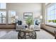 Bright living room featuring a comfortable sofa, large windows, and an area rug at 8229 S Ogden Cir, Littleton, CO 80122