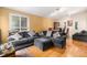 Spacious living room featuring hardwood floors and abundant natural light with comfortable seating and an ottoman at 400 W Midway Blvd, Broomfield, CO 80020