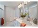 Elegant bathroom with double vanity and separate shower at 22042 E 38Th Pl, Aurora, CO 80019