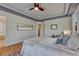Spacious main bedroom with tray ceiling and light walls at 581 Stonemont Dr, Castle Pines, CO 80108