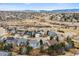 An aerial view shows the homes in this quiet neighborhood at 9928 Candlewood Ct, Highlands Ranch, CO 80126