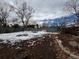 Backyard partially covered in snow with a wooden fence and bare trees at 1170 W 135Th Dr, Denver, CO 80234