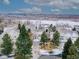 Overhead view of homes in a charming community near a snow-covered landscape on a bright day at 8312 S Peninsula Dr, Littleton, CO 80120