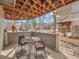 Covered back patio with a table and chairs, perfect for outdoor dining and relaxation at 8312 S Peninsula Dr, Littleton, CO 80120