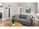 Cozy living room featuring a grey couch, hardwood floors, and stylish decor at 11225 W 102Nd Pl, Westminster, CO 80021