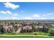 Broad aerial shot displaying the community, green spaces, and water, emphasizing the prime location at 4899 S Dudley St # 19, Littleton, CO 80123