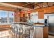 Contemporary kitchen island featuring stainless steel accents, modern stools, and updated appliances at 1616 14Th St # 4E, Denver, CO 80202