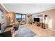 Cozy living room with large windows offering great views and a comfortable seating arrangement at 1301 Speer Blvd # 410, Denver, CO 80204