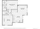 Detailed floorplan showing layout of primary bedroom, living room, and kitchen at 1648 S Cole St # A2, Lakewood, CO 80228