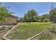 Large backyard featuring manicured lawn and privacy landscaping with mature trees at 2380 W 105Th Pl, Northglenn, CO 80234