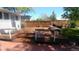 Wooden deck with stairs and built-in benches, offering a relaxing outdoor space for enjoying the surroundings at 5668 S Foresthill St, Littleton, CO 80120