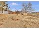 Backyard features a shed, slope and fencing at 6680 E Rustic Dr, Parker, CO 80138