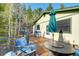 Deck featuring patio furniture, a fire pit, grill and forest views at 33090 Janelle Cir, Golden, CO 80403
