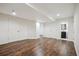This finished basement space has new flooring and recessed lighting at 535 High Point Dr, Golden, CO 80403