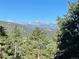 Scenic mountain views are showcased with lush trees in the foreground at 4986 White House Trl, Evergreen, CO 80439