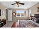 Bedroom showcasing a scenic mountain view through bright white shuttered windows at 436 Sage Grouse Cir, Castle Rock, CO 80109