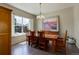 Dining room featuring wood table, large window with a view and artwork at 436 Sage Grouse Cir, Castle Rock, CO 80109