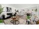 Open concept living space with hardwood floors, living room, kitchen, and dining room at 1858 S Lincoln St, Denver, CO 80210