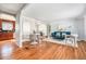 Bright and airy living room with hardwood floors and stylish contemporary furnishings at 3582 Wright St, Wheat Ridge, CO 80033