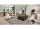 Open-concept living room with dining area, contemporary décor and large window at 14544 March Dr, Denver, CO 80239