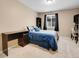 Cozy bedroom featuring neutral walls, plush carpet, and a functional desk area with natural light from the window at 10062 Eagle Valley Way, Highlands Ranch, CO 80129