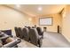 Private theater room with comfortable seating and a large screen, providing an immersive entertainment experience for residents at 12818 Ironstone Way # 101, Parker, CO 80134