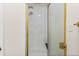 Bathroom with gold framed glass shower and classic tile at 6602 S Vance St, Littleton, CO 80123